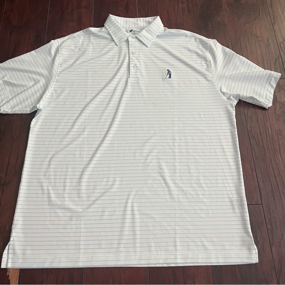 HL Sport XL Performance Luxury Golf Polo Shirt Men's Blue Striped Size XL